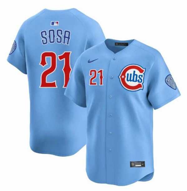 Men%27s Chicago Cubs #21 Sammy Sosa Blue 2024-25 2nd Alternate Limited Stitched Jersey Dzhi